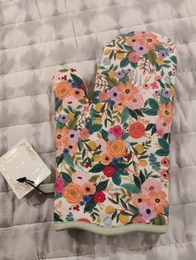 New!Rifle Paper Oven Mitt Floral Cotton Scalloped Edge Cottagecore Shabby Chic